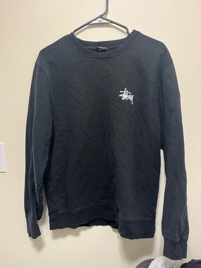 Stussy Black Crewneck Sweatshirt with White Logo